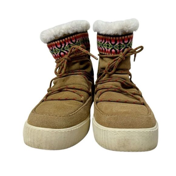 Toms alpine lace up short boots in tan suede size 8 - Picture 4 of 16